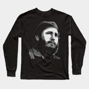 Fidel Castro Black and White Long Sleeve T-Shirt